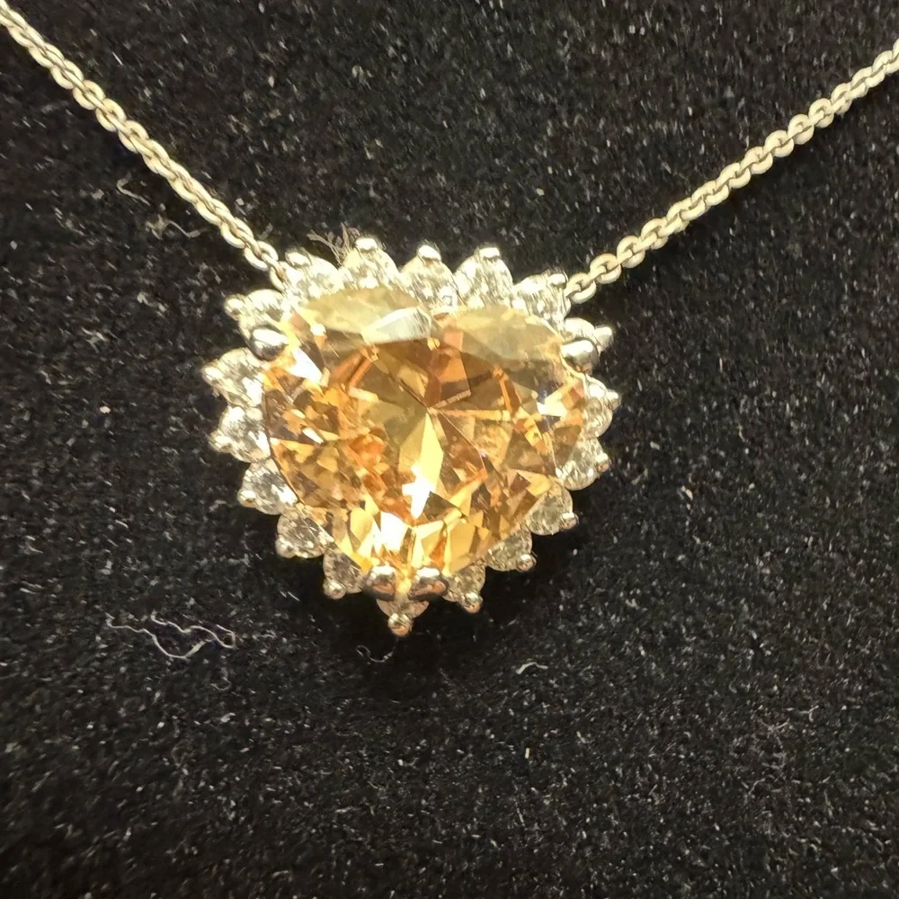 Women’s Sterling Silver Crystal Citrine Pendant Necklace